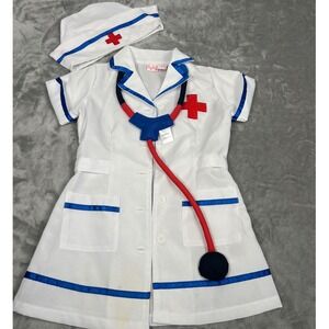 Frolics Kids Nurse Costume Set Dress Hat Stethoscope White Blue 3T